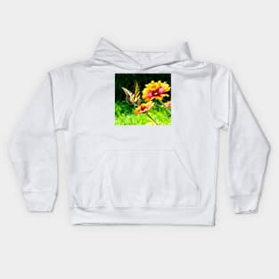 Yellow Butterfly on a Flower Kids Hoodie